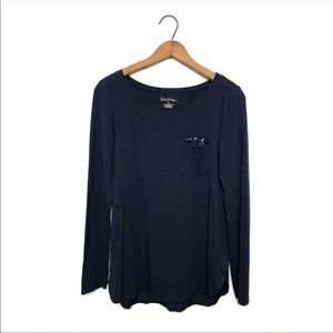 Lilly Pulitzer | Navy Sequin Long Sleeve Top